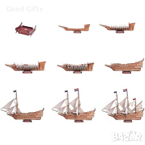 3D пъзел Макет на кораб Летящия Холандец, 229 части, снимка 4 - Игри и пъзели - 43091065