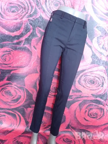 Zara Basic Тъмно син офис панталон с ципове отпред С/М, снимка 4 - Панталони - 49463105