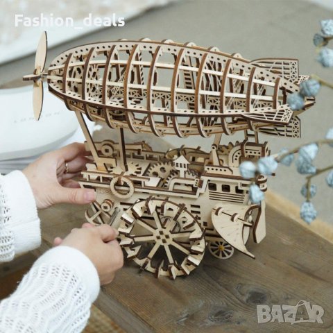 Нов 3D дървен пъзел Дирижабъл Играчка Конструкция за деца възрастни, снимка 2 - Пъзели - 38064902