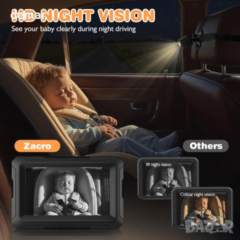 Zacro Бебешка камера за кола, 4.3'' дисплей за задната седалка, снимка 2 - Аксесоари и консумативи - 52413077