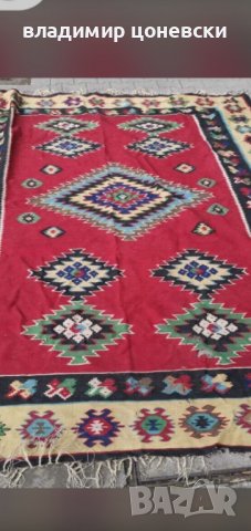 Стар автентичен и голям вълнен ръчно тъкан чипровски,котленски килим, снимка 3 - Олекотени завивки и одеяла - 40100926