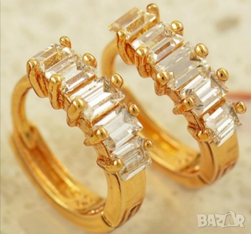 Изящни обеци от 9к попълнено злато с 5 цирконии 15 лв., снимка 3 - Обеци - 51770236