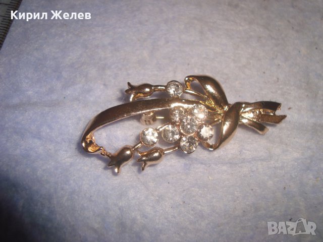 ФИНА КРАСИВА ФЛОРАЛНА ПОЗЛАТЕНА МЕДНА БЕЛ ЕПОК БРОШКА с ФАСЕТИРАНИ ЦИРКОНИ 27899, снимка 8 - Други - 37096928