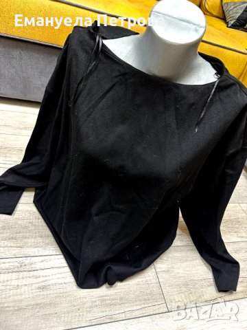 H&M Дамска блуза с дълъг ръкав/ черна/ елегантна/ HM /  с цип на гърба