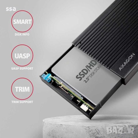 AXAGON EE25-GTR USB-C 3.2 Gen 2 - SATA 6G, 2.5" External RIBBED box, снимка 5 - Други - 43188261