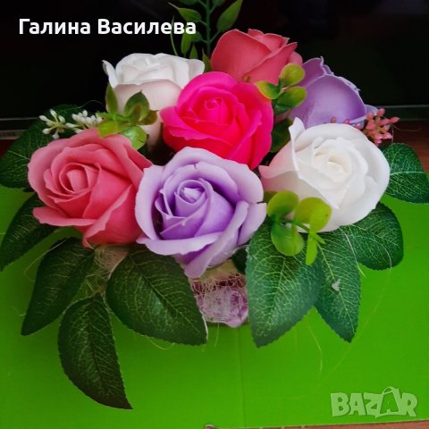 Букет от сапунени рози , снимка 3 - Подаръци за жени - 36791348