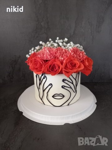 4 вид Абстрактно дамско лице с ръце контур черен топер украса декор торта