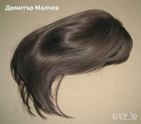 Перука от изкуствена коса 40 см светлокафява права, отлична, снимка 2 - Други - 52213050