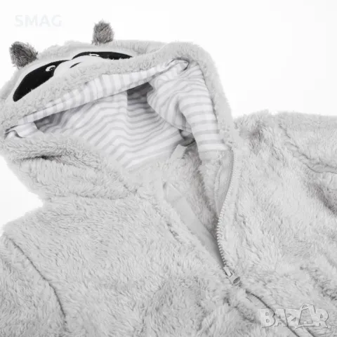 Зимно бебешко горнище с качулка с уши на миеща мечка сиво S_1245179, снимка 2 - Бебешки якета и елеци - 49897192