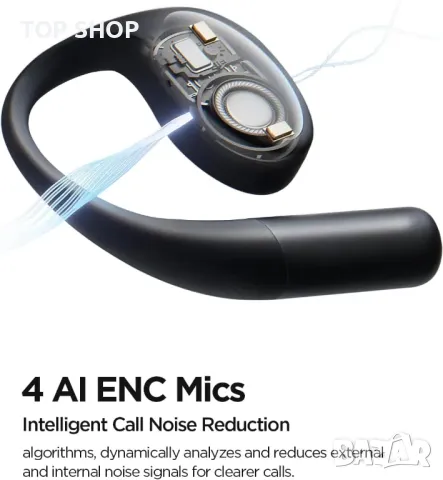 1MORE S51 Слушалки с отворено ухо, ултралек дизайн, сигурно прилягане, Bass More+, IPX5, черни, снимка 7 - Безжични слушалки - 49500265