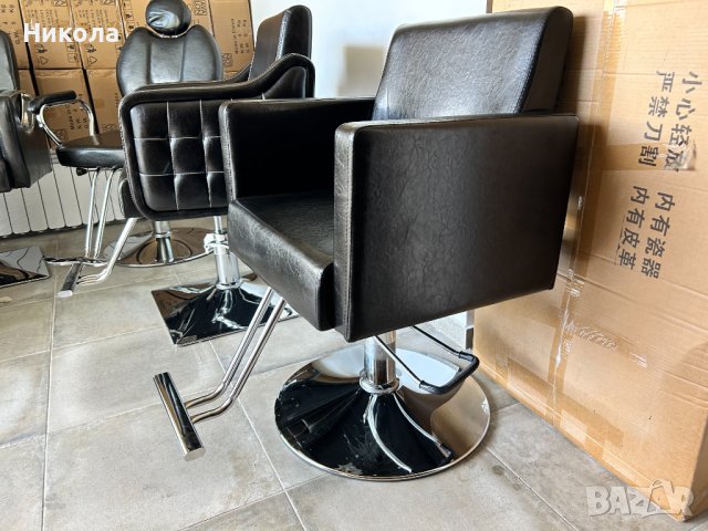Фризьорски стол с маслен крик, измивна колона и бръснарски стол, снимка 9 - Фризьорски столове - 42115652