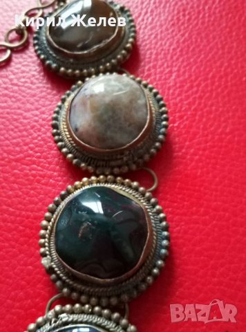 СТАРИННА ОСМАНСКА СКЪПОЦЕННА САЧАНЕНА ГРИВНА ИКРУСТИРАНА с НЕФРИТ и МАЛАХИТ РЪЧНА МАЙСТОРСКА 27271, снимка 9 - Антикварни и старинни предмети - 34972908