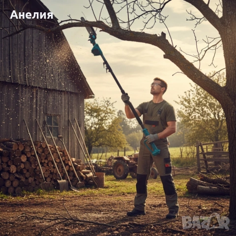 Комплект 3 в 1 от акумулаторна лозарска ножица, акумулаторен мини верижен трион и телескопичен прът, снимка 2 - Други инструменти - 53342419