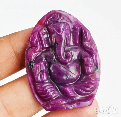 Рубин / Резбован бог Ганеша/Рубин 64 ct. 100% НАТУРАЛЕН , снимка 2 - Антикварни и старинни предмети - 47376764