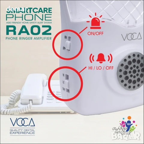 VOCA Усилвател на звънене за стационарни телефони, монтаж на стена, снимка 4 - Стационарни телефони и факсове - 51218564