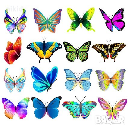 50 бр Пеперуди самозалепващи лепенки стикери за украса декор картонена торта и др, снимка 4 - Други - 33376239