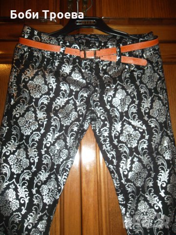 Спортно-елегантен панталон в черно и сребристо сиво с коланче ,внос от Италия, снимка 5 - Панталони - 26680428