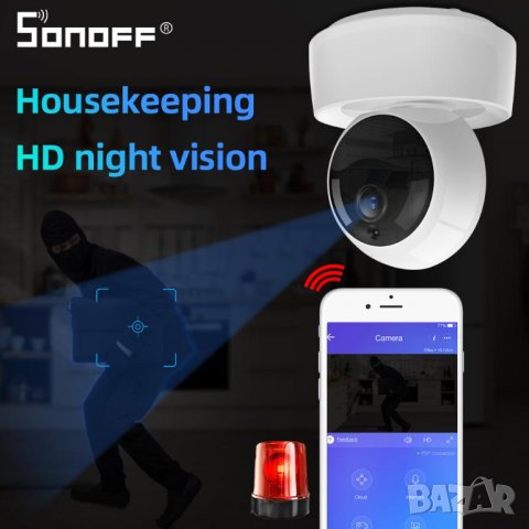 SONOFF GK WiFi, охранителна камера за сигурност, нощно виждане, видеонаблюдение, сот, бебефон, аларм, снимка 5 - IP камери - 33681257