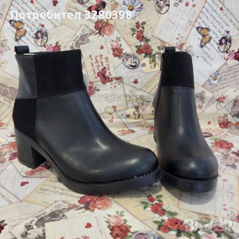 Елегантни дамски боти в черен цвят на ток модел: 741004 black, снимка 3 - Дамски боти - 43098021