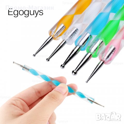 Комплект от 5 бр двустранни инструменти за точки с различни размери/маникюр, снимка 3 - Продукти за маникюр - 32798786