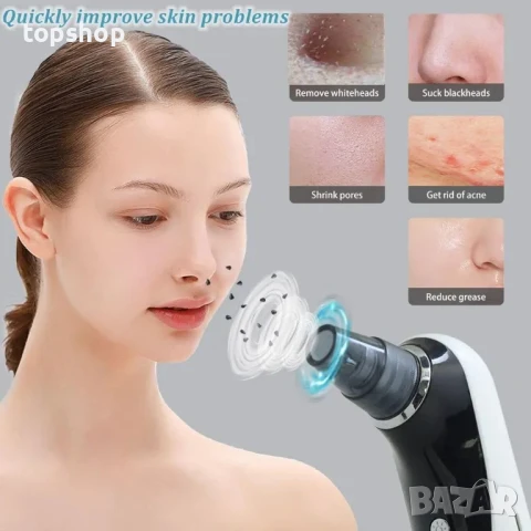 НОВ Професионален апарат за премахване на черни точки 5 в 1, функция за нагряване 45° USB type C, снимка 5 - Маши за коса - 50494967