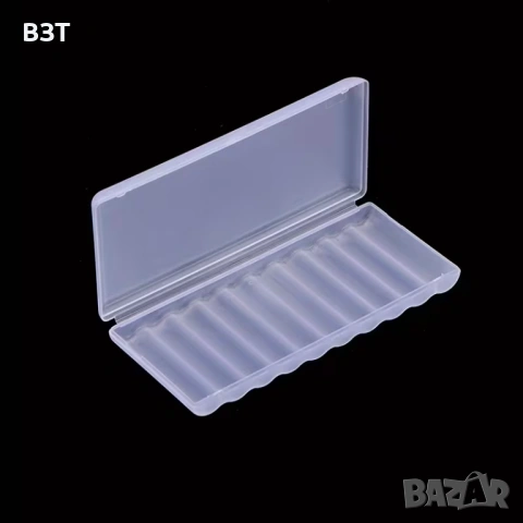 КУТИЯ ЗА СЪХРАНЕНИЕ НА 10 БРОЯ БАТЕРИИ AAA ПЛАСТМАСОВА ПРОЗРАЧНА БЯЛА