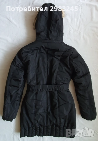 Дамско дълго черно яке с качулка , снимка 2 - Якета - 52676818