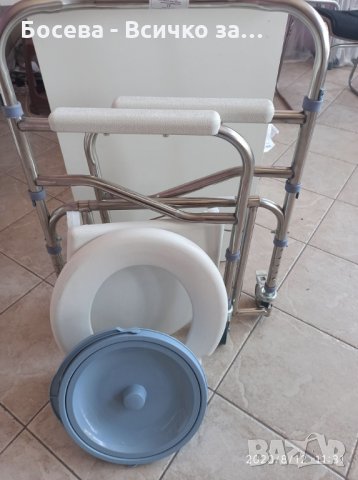Тоалетен стол- нов, олекотен, с колелца, снимка 4 - Тоалетни столове - 35461106