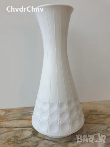 Edelstein 20см/Еделщайн Бавария стара немска порцеланова ваза/бяла-модернизъм-бисквит