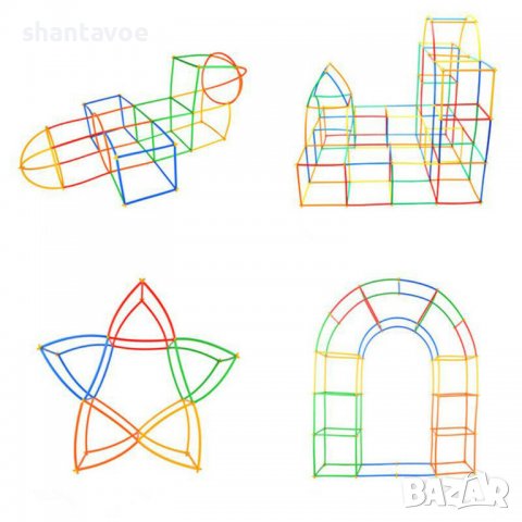 Креативен детски конструктор от сламки пръчки с 300 елемента, снимка 5 - Образователни игри - 36601403