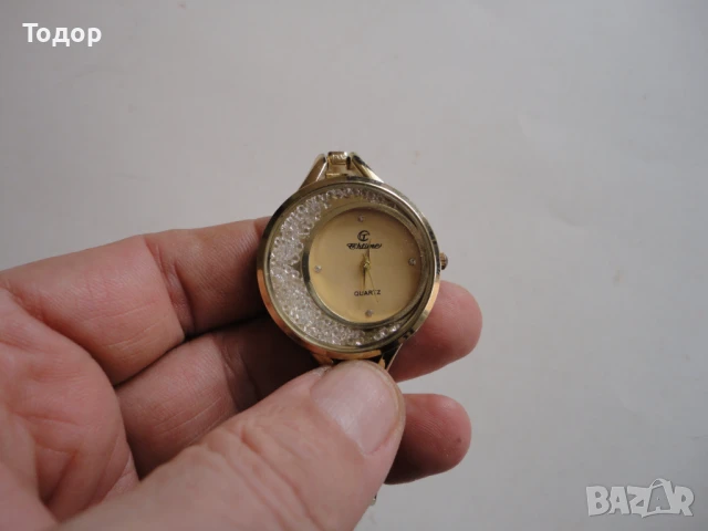 Позлатен часовник с кристали , снимка 8 - Дамски - 50582996