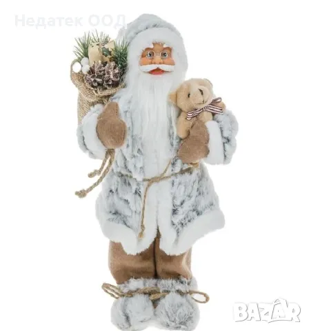 Коледна декоративна украса, Дядо Коледа, Бял, 30 см