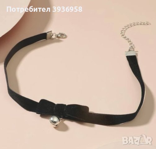 Дамско колие с панделка и перличка, снимка 2 - Колиета, медальони, синджири - 43687028