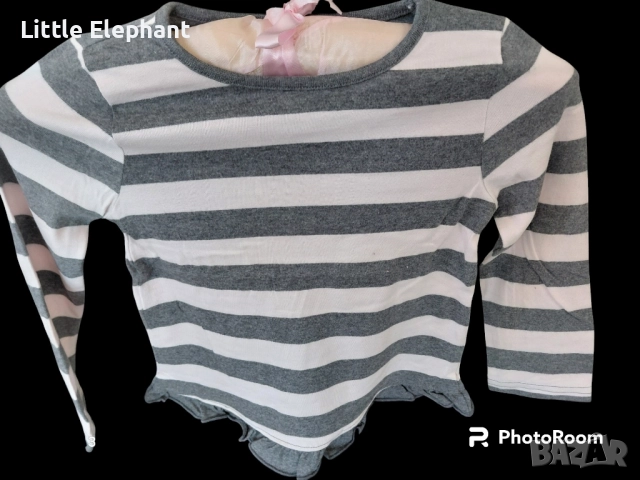 Блузка с дълъг ръкав за 3-4 год мом сиво и мръсно бяло голямо райе,Англия/нова