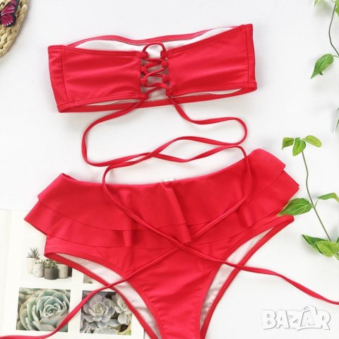 Бански от две части с къдрички на ханша (М, Л), снимка 4 - Бански костюми - 28888180