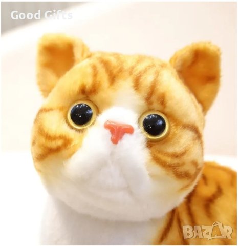 Плюшено коте, светло кафяво/бяло, 27 см, снимка 4 - Плюшени играчки - 42933740