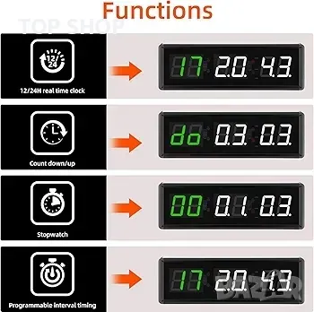 PELLOR Gym Timer Цифров стенен часовник, 2,3" програмируем LED фитнес интервален таймер, снимка 5 - Лед осветление - 48743402