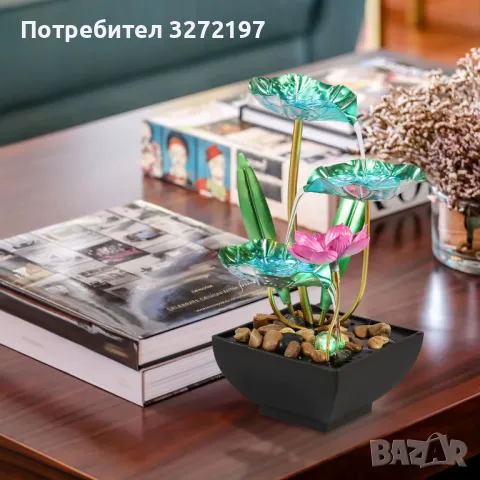 USB 3-степенен релаксиращ настолен,светлинен водопад-фонтан, снимка 2 - Декорация за дома - 48772526