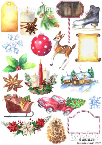 Скрапбук стикери декорация планер christmas Коледа зима самозалепващ лист А5 - различни видове, снимка 11 - Други - 38421985
