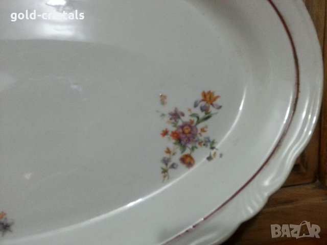 Стар български порцелан плато елипса, снимка 2 - Антикварни и старинни предмети - 35448674