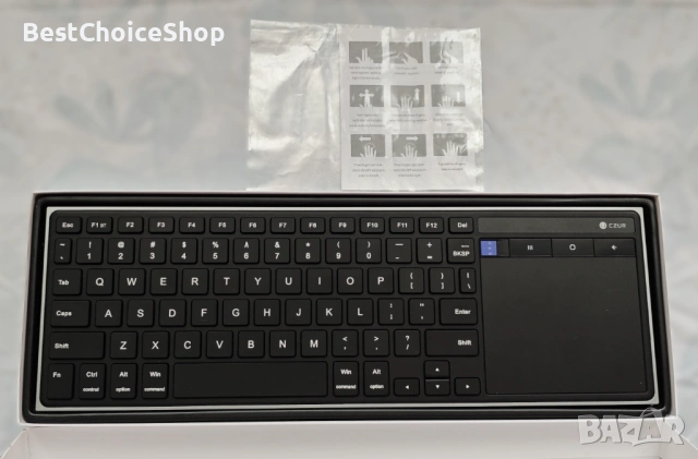 Безжична клавиатура, Bluetooth с тъчпад, съвместима с Windows, MacOS, iOS и Android, QWERTY - черна, снимка 3 - Клавиатури и мишки - 53200933