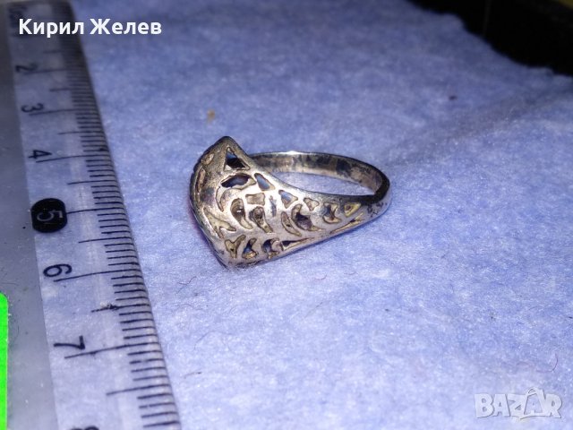 СТАРИНЕН СРЕБЪРЕН ПРЪСТЕН ВИСОКА ПРОБА ОКСИДИРАНО СРЕБРО АЖУРНА МАЙСТОРСКА РЪЧНА ИЗРАБОТКА 36598, снимка 9 - Антикварни и старинни предмети - 39971059