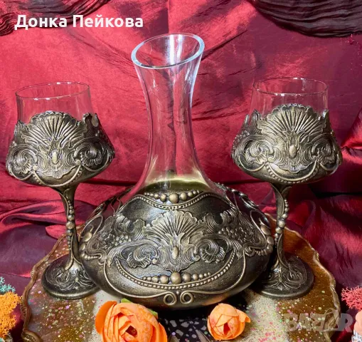 Сервиз за вино в злато - ръчна изработка