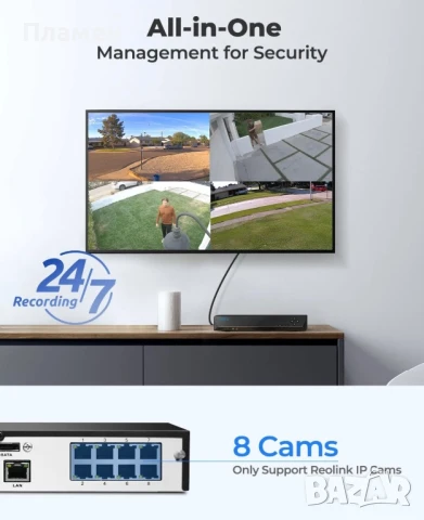 NVR Reolink RLN8-410 8 канален 8 MP + 2TB HDD, снимка 6 - Комплекти за видеонаблюдение - 51069902