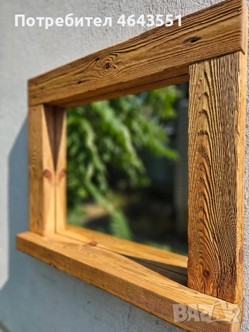 Огледало с дървена рамка и рафт - Рутсик