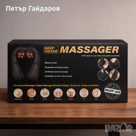 Електрически шиацу масажор за шия, рамене, гръб и тяло