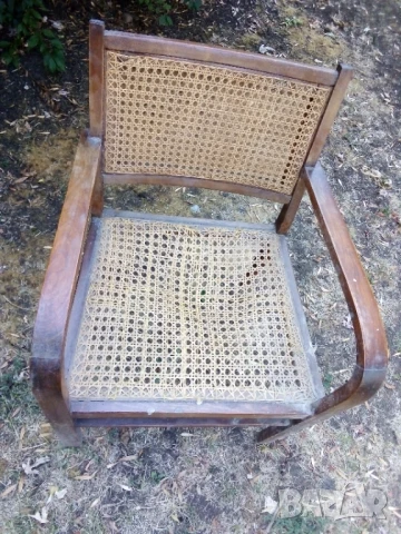 Дърво и ратан, ретро кресло, снимка 4 - Антикварни и старинни предмети - 51318778