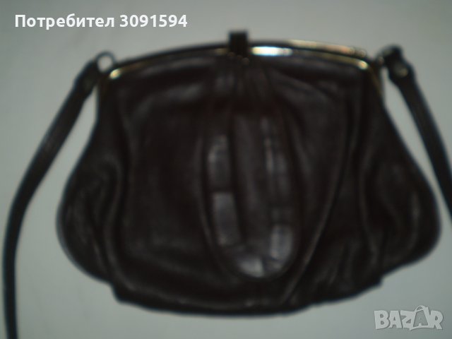 Антична кожена чанта Метална закопчалка и единична  дръжка Английска тъмно кафяв цвят  , снимка 3 - Чанти - 37367177