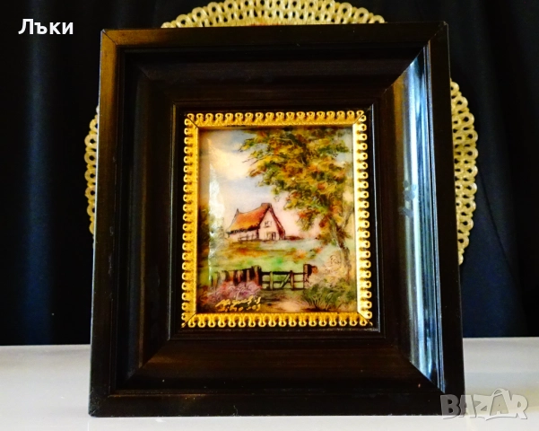 Limoges емайлирана картина на S.Miguel,рамка. , снимка 5 - Антикварни и старинни предмети - 52136045