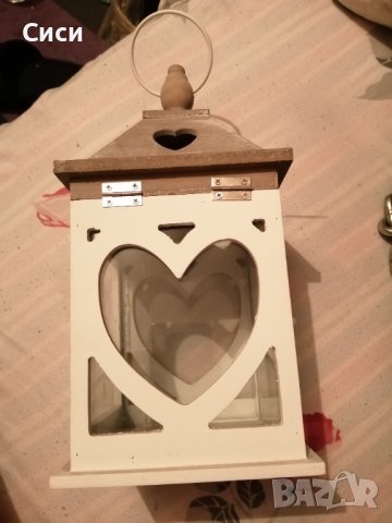 Дървен фенер сърце с метална дръжка, снимка 6 - Други - 37321477